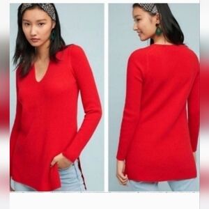 NWT Anthropologie ETT TWA by Anthropologie Red V-Neck Women's Sweater. Size S.